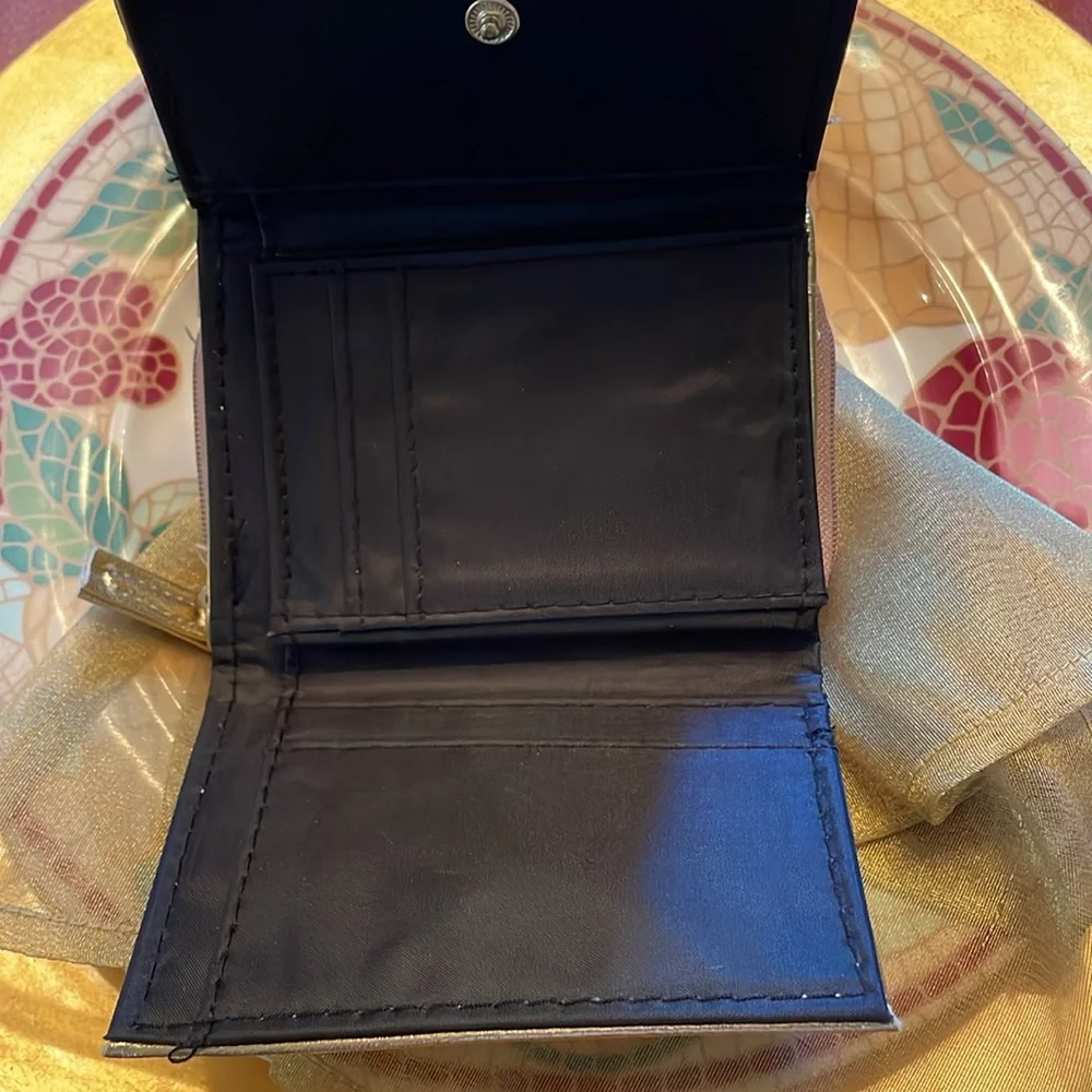 Gold metallic Mermaid Coin purse photo wallet w back zipper Excellent preowned
